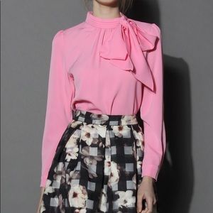 CHICWISH KISS ME BOW TOP IN CANDY PINK